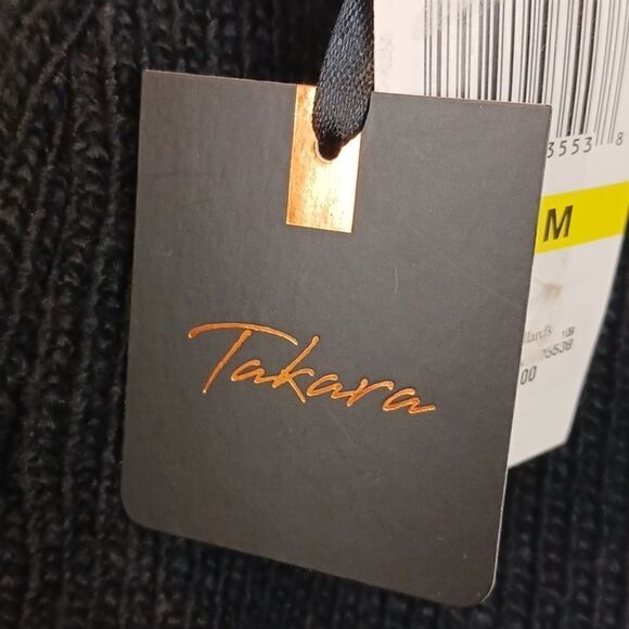 Takara black sexy cold shoulder long-sleeve open back mock neck sweater - Picture 5 of 10